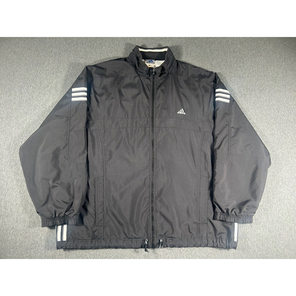 Vintage Adidas Full Zip Windbreaker Track‎ Jacket Black Size XL